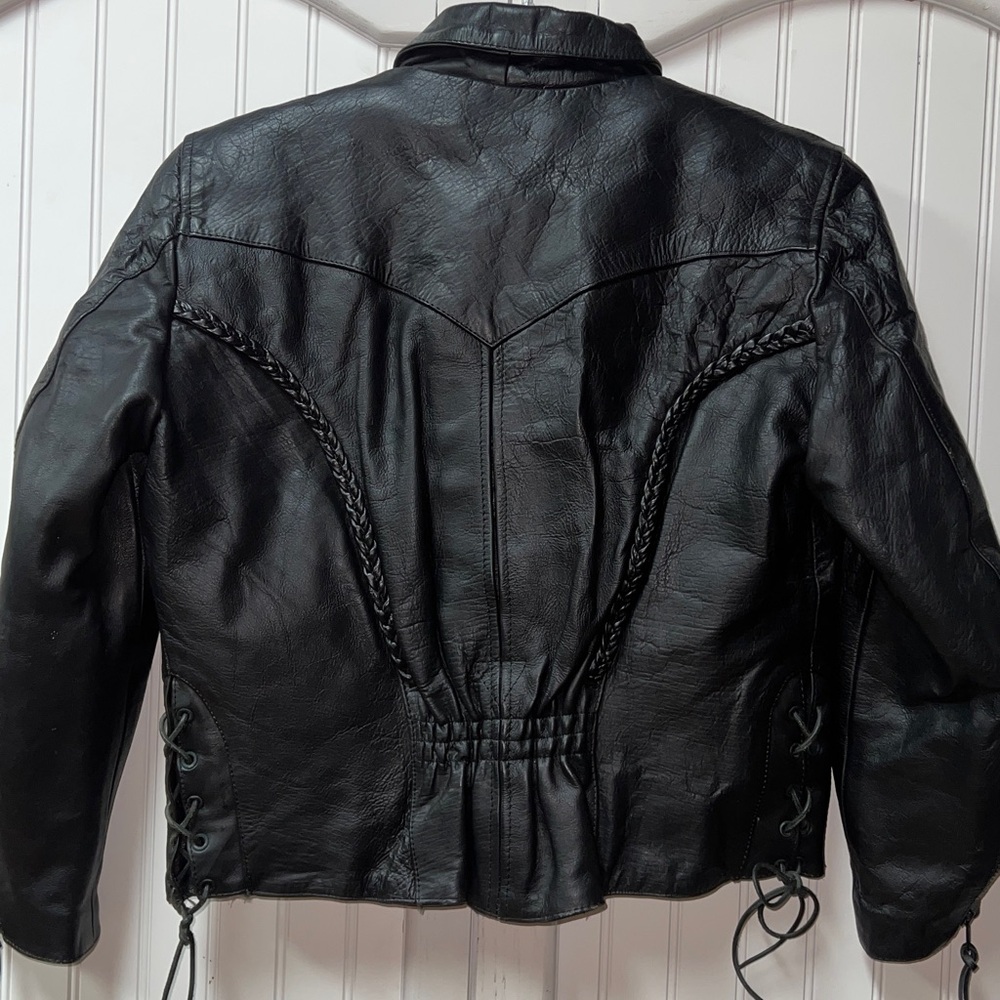 Unik Heavyweight Black Leather Biker Jacket M Moto Bikercore - Picture 3 of 7